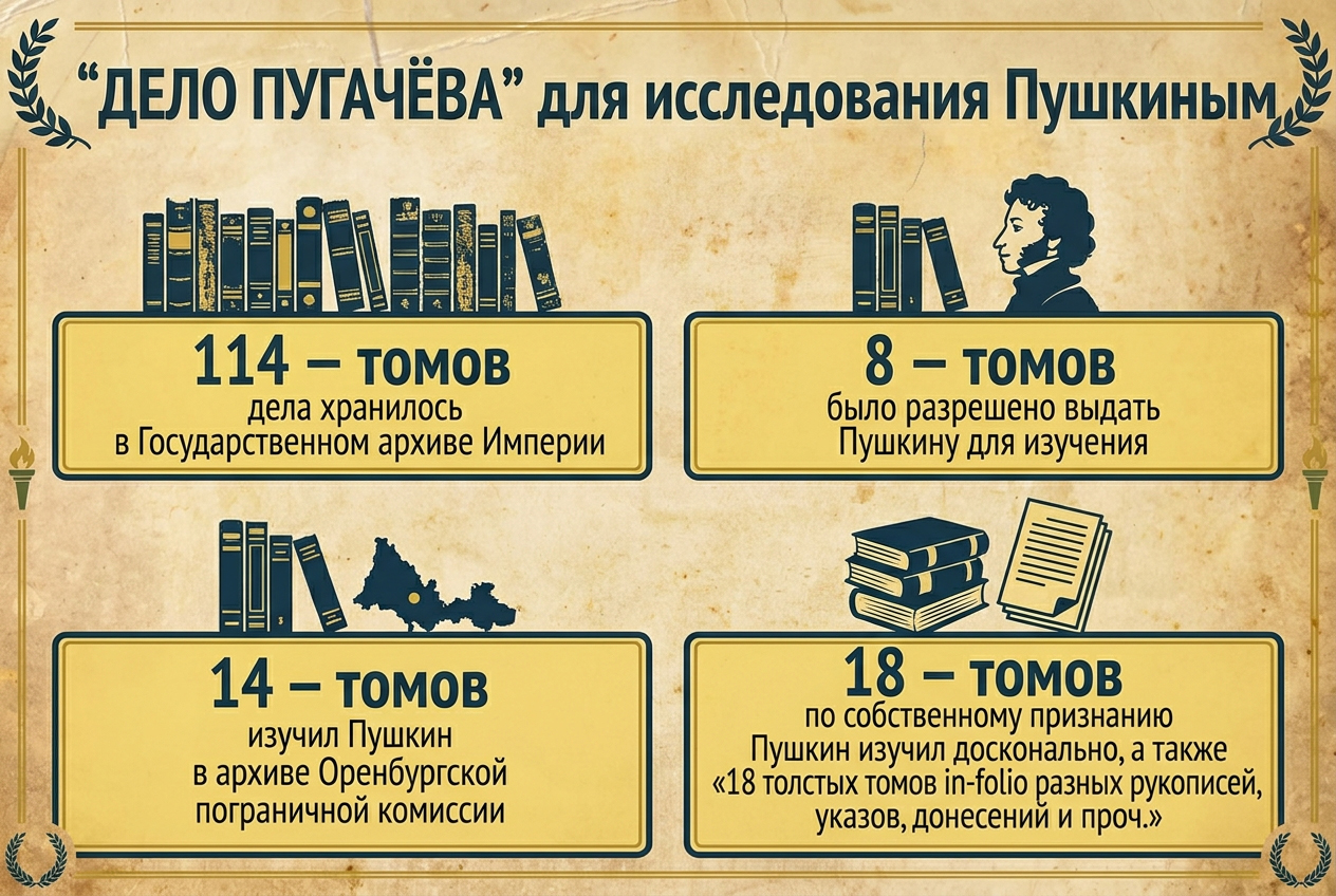 Александр Пушкин стал первым историческим исследователем «пугачёвского бунта», который с царского дозволения был допущен к секретным архивам Империи.